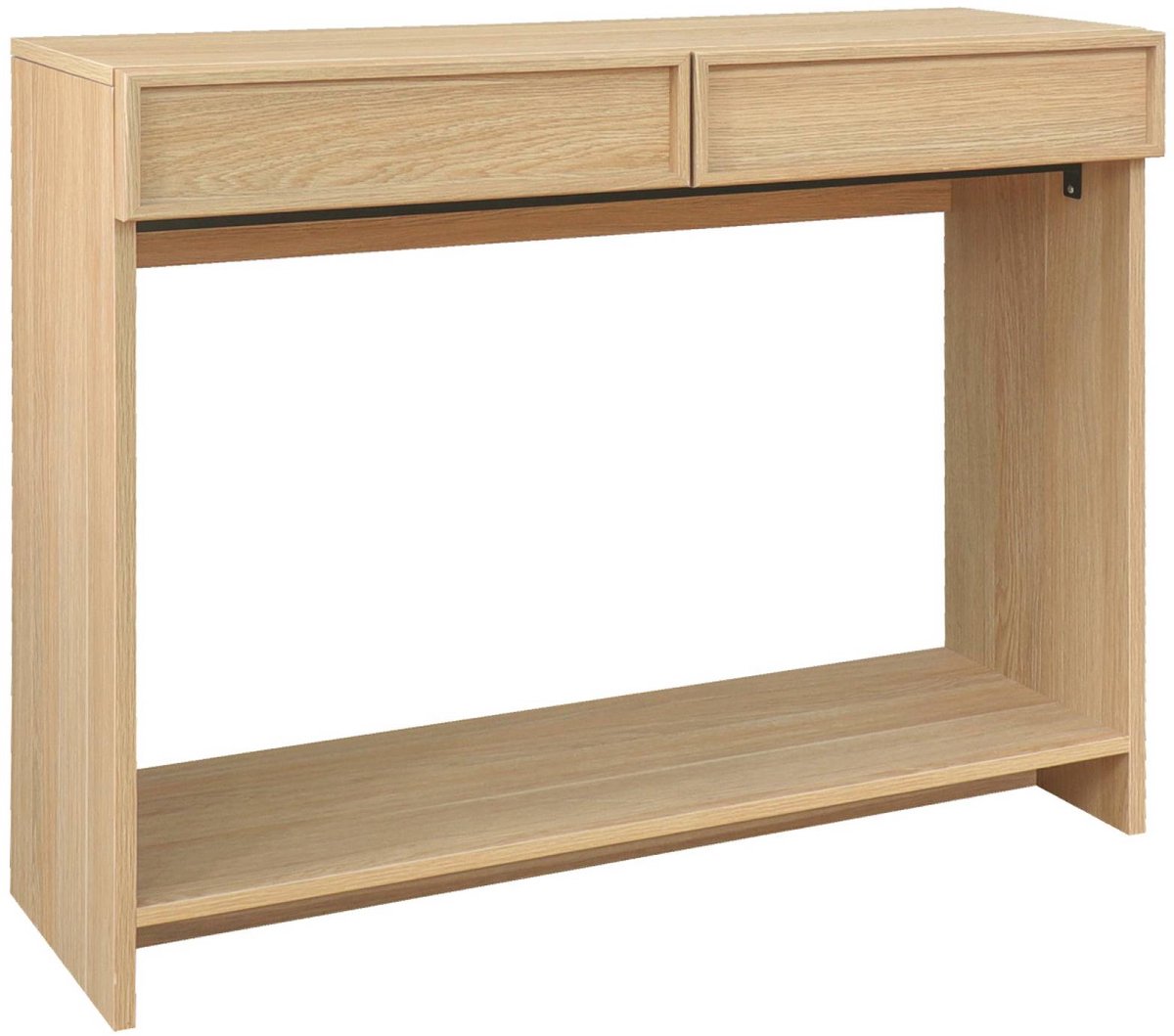 sweeek Sidetable houteffect 2 lades en plank l 100 x b 33 x h 78cm - kuba naturel