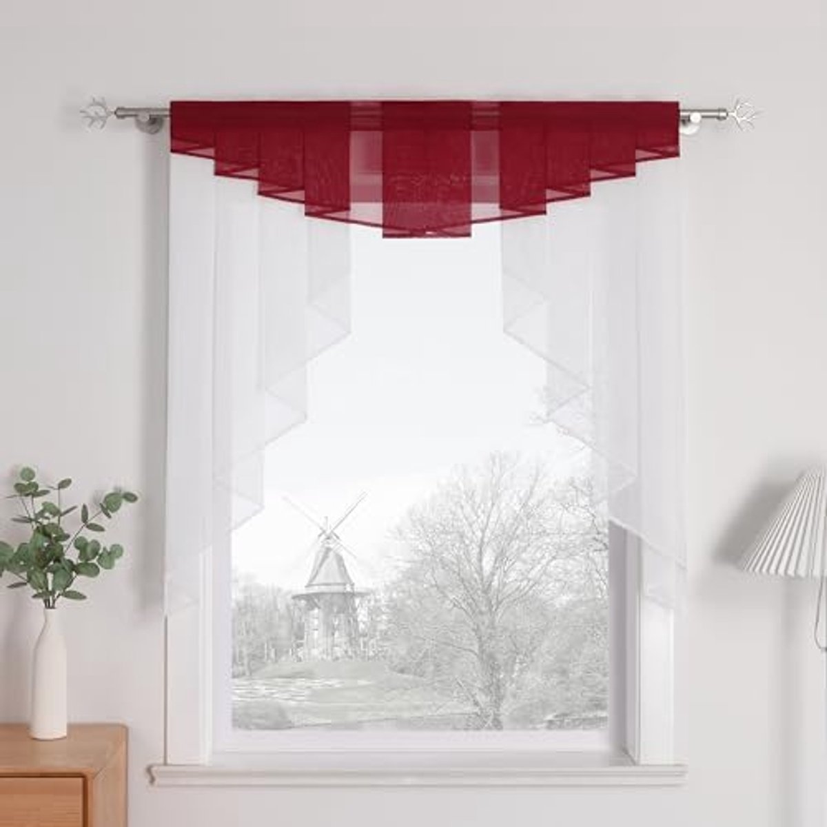 Transparante Plissé Gordijnroede met Driehoek Decoratie voor Woonkamer, Keuken, Slaapkamer