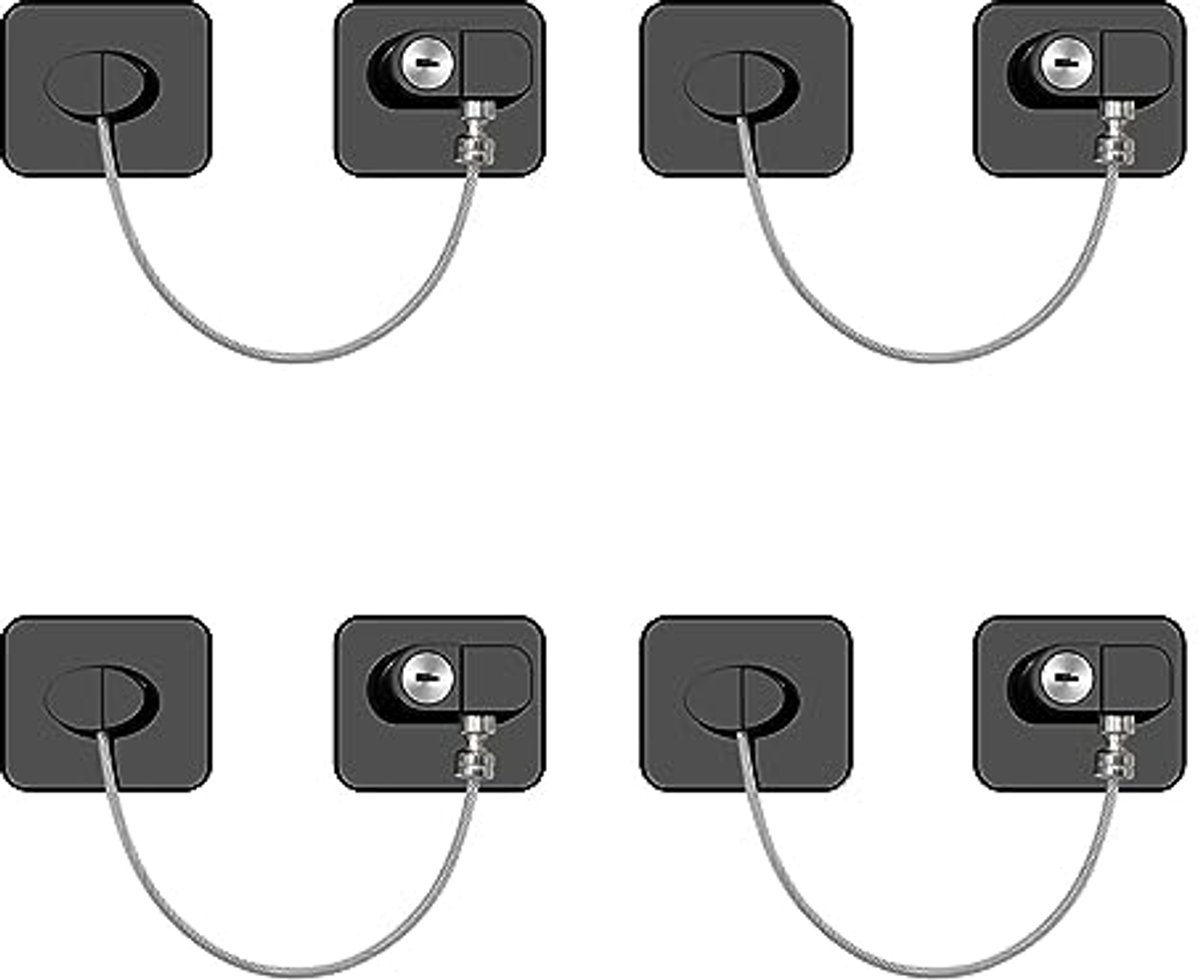 Image of 4-pack raamveiligheidssloten zonder boren - Kindveilige raambegrenzers en koelkastsloten