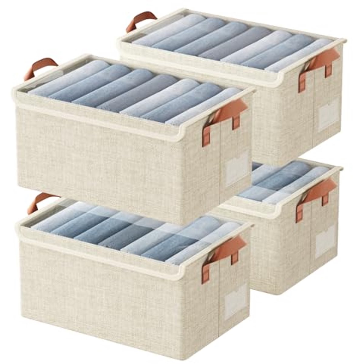 Kleding Organizer Bakken - 4 Stuks Opbergdozen met Deksel en Stalen Frame