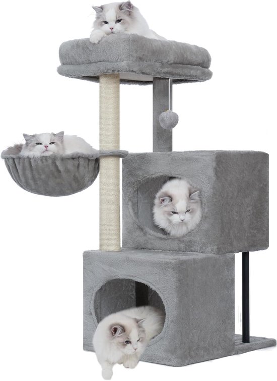 PawHut Krabpaal 72 Cm Kattentoren Met Pluche Ballen Sisalpalen Platform Klimmat Lichtgrijs~1v7dkcrj9m001