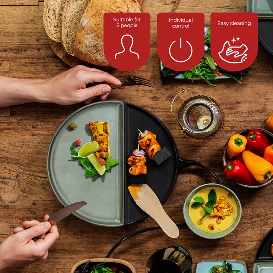 Bourgini Chef's Dinnerparty Gourmetstel - Glazed Grey - 5 Personen - Bakplaat - PFAS-vrij - Vaatwasserbestendig — afbeelding 2
