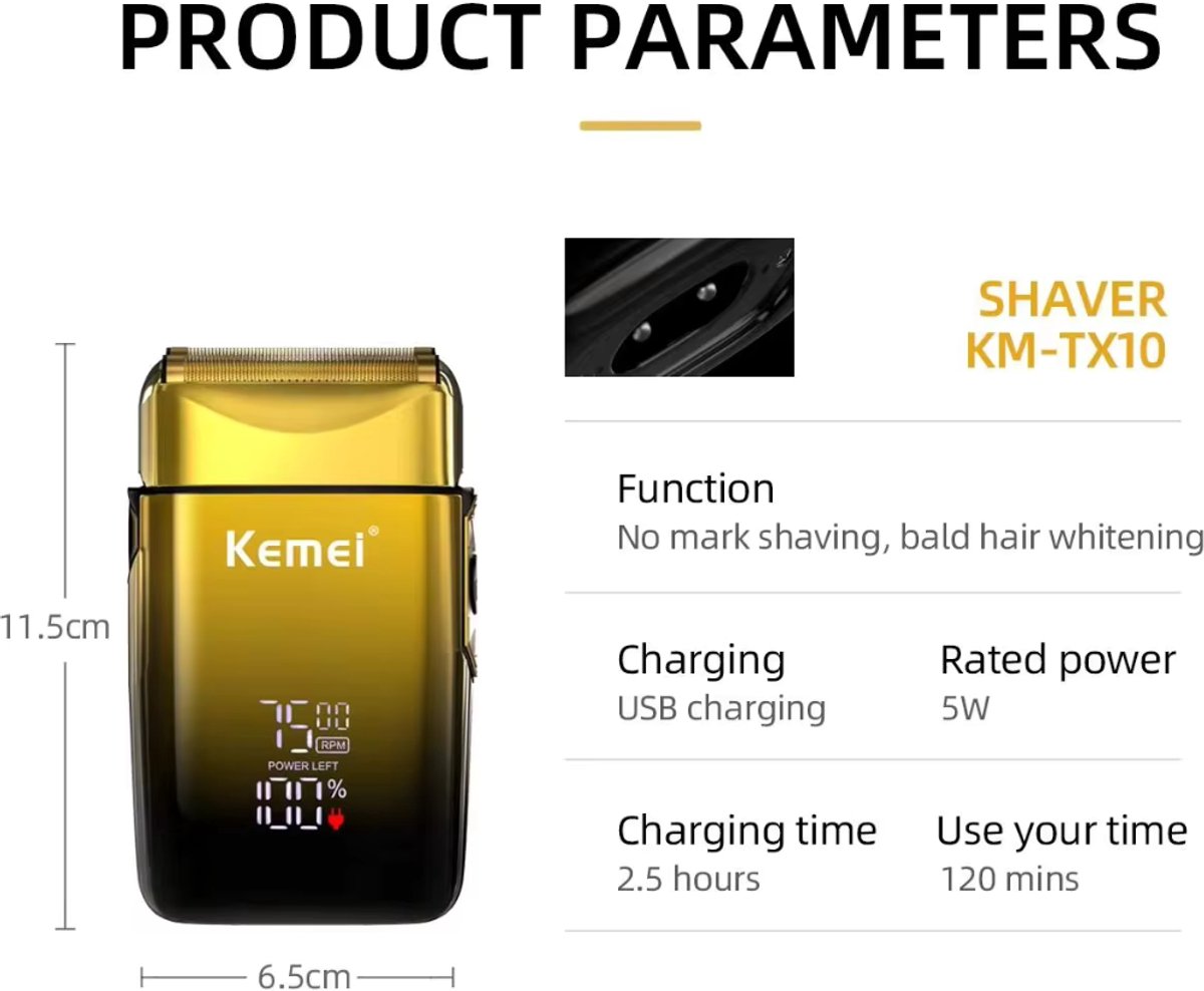 Kemei TX1 - Shaver - Scheerapparaat - Scheren - Gold Edition - afbeelding 3