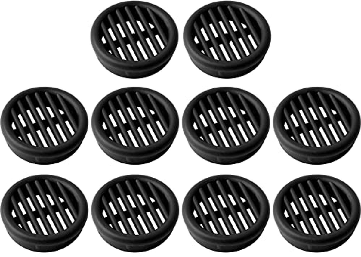 Ventilatierooster rond 10 stuks - Inbouwdiameter 35 mm - Zwart - Voor plafond en muur