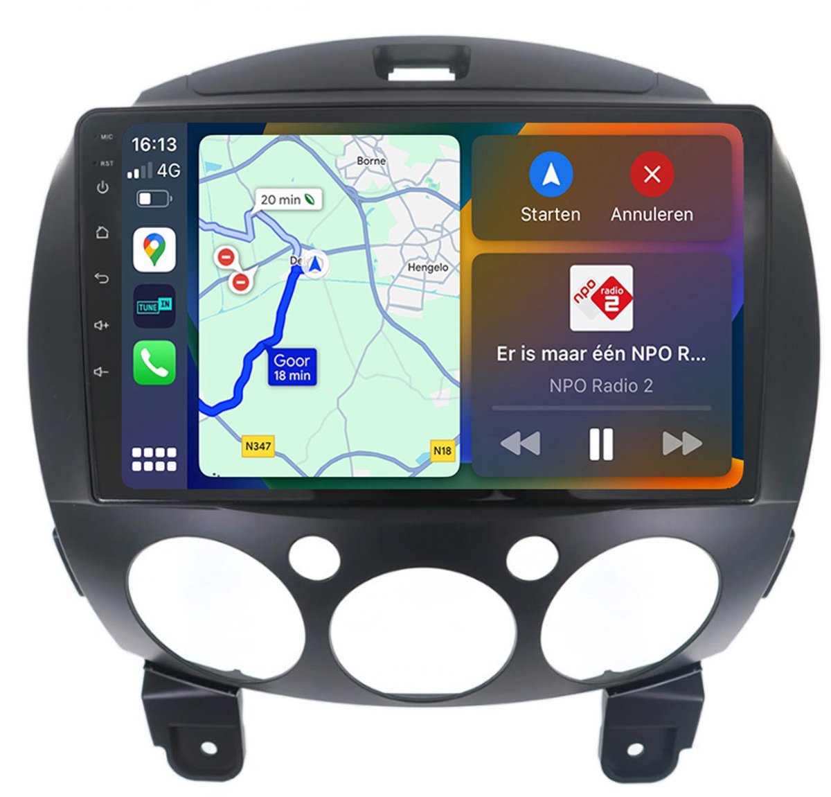 BG4U - Android navigatie radio geschikt voor Mazda 2 2007-2013 met Apple Carplay en Android Auto