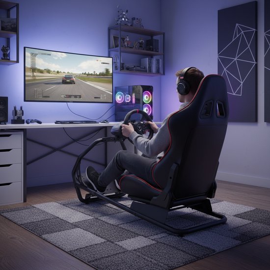 VDD Gaming - Racestoel - Race simulator - Sim Racing Cockpit - Racestoelen - Racing seat - Cockpit - Racing cockpit - Race simulator compleet - Race sim stoel - Cockpit Simulator - Volledig Verstelbaar - ZONDER monitor Bevestiging - Incl. Race stoel van Merkloos — afbeelding 5