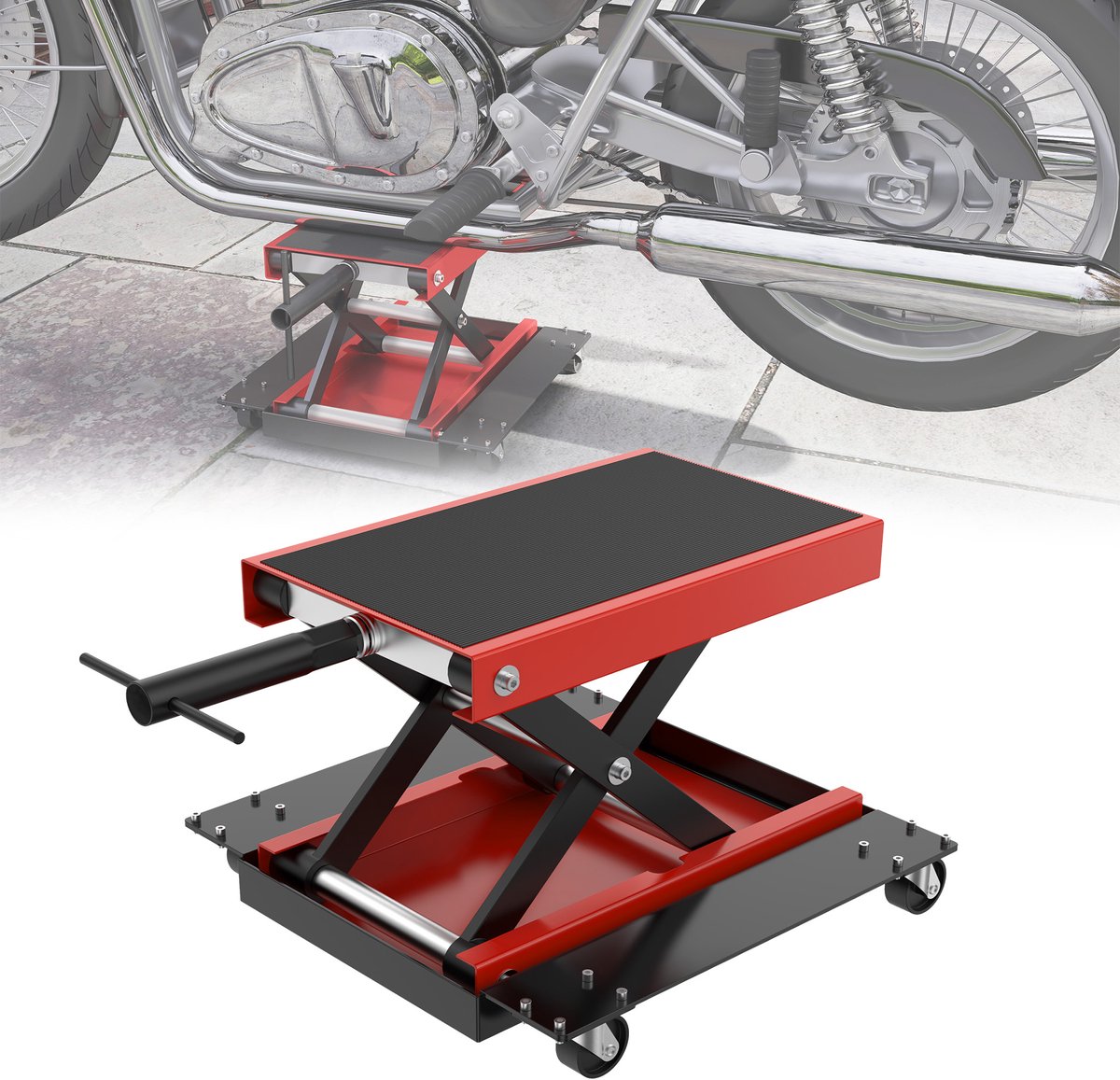 Motorfietshefboom Motorfietshefplank 500 Kg Montagebrace Motorfiets Hefplank Met Wielen Motorfiets Hefplank Rijdhulpmiddel Lift Heftafel Met Rolsteunen Hoogteverstelbaar 12,5-35 Cm