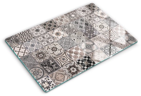 Crédence de Cuisine Wallfluent - Cuisine de cuisine Grijs - 80 x 52 cm - carrelages décoratifs pour mur arrière - Cuisine de verre - Crédence de Cuisine rectangulaire géométrique