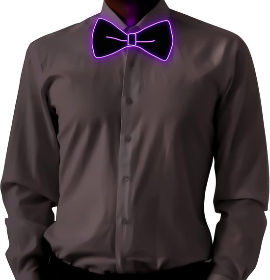 Sander Shop accessoireset voor vrijgezellenfeest, voor vakantie, feest, bruiloft, Paarse vlinderdas, voor dames en heren, met ledverlichting, led-gloed, verstelbaar, verlicht kostuumaccessoire voor feestjes, bars, Halloween, Kerstmis