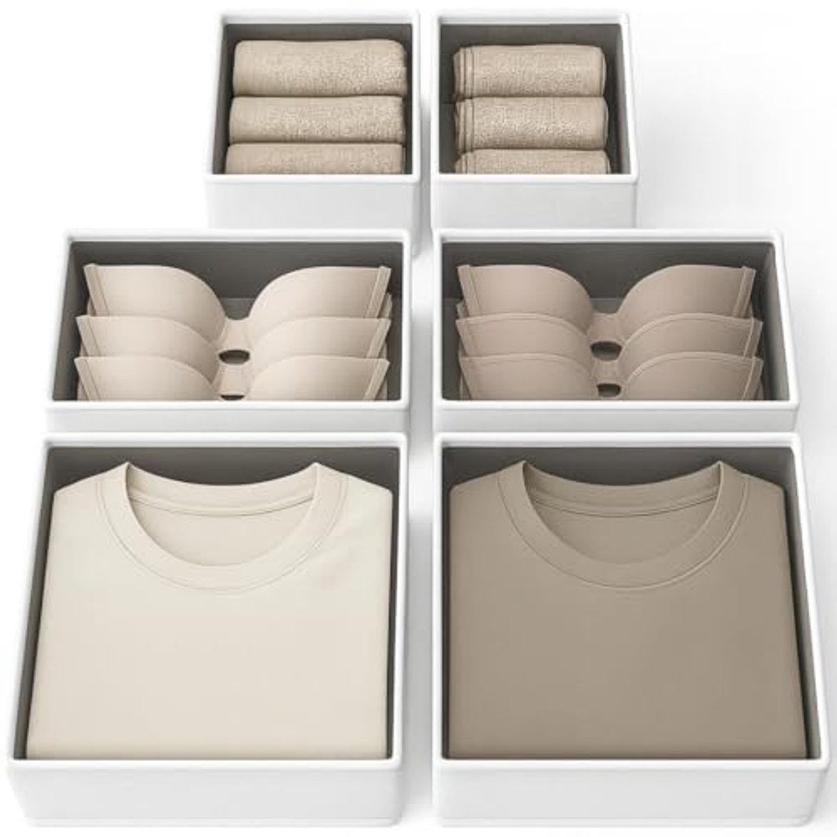 Set van 6 ladeorganisatoren voor een opgeruimde kledingkast