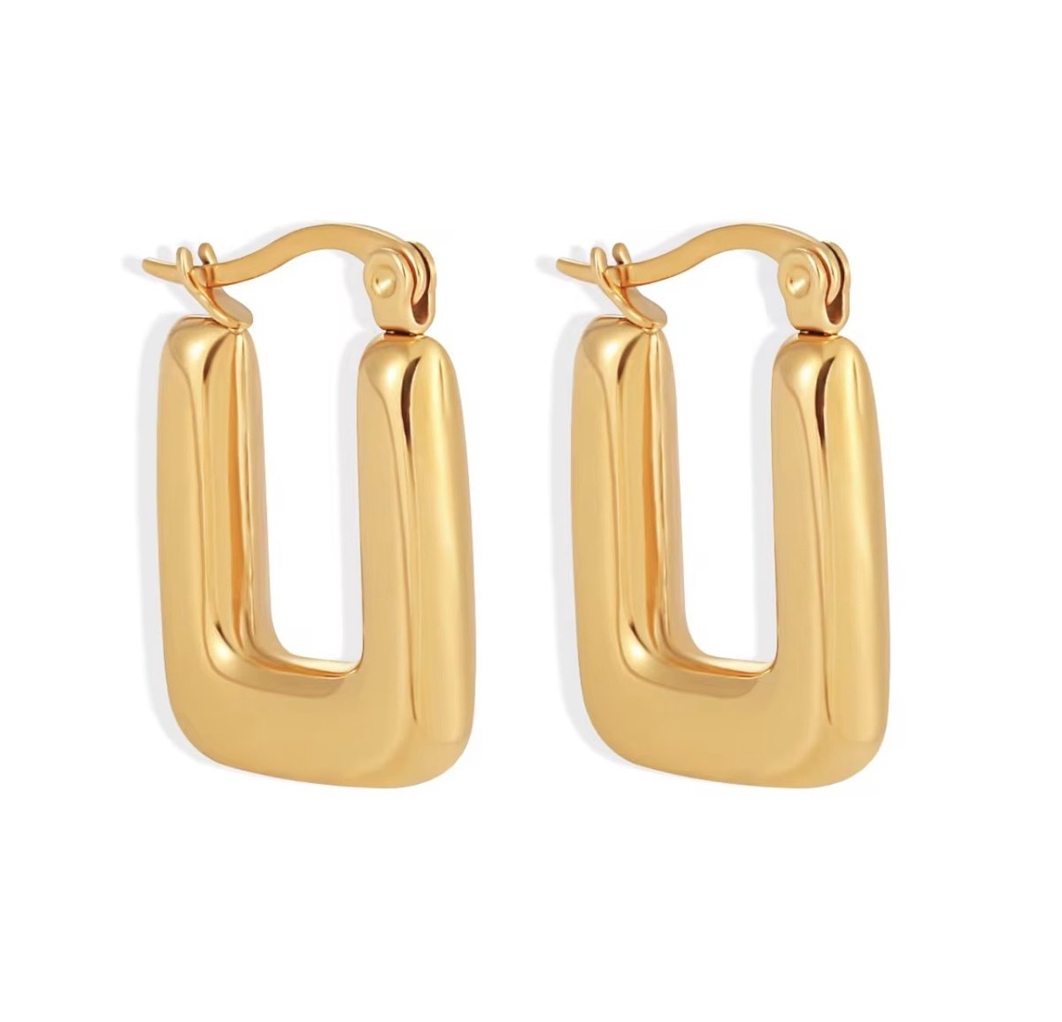 Merlie oorbellen - Rechthoekige Gouden Oorringen - Stainless Steel - Modern & Elegant Design