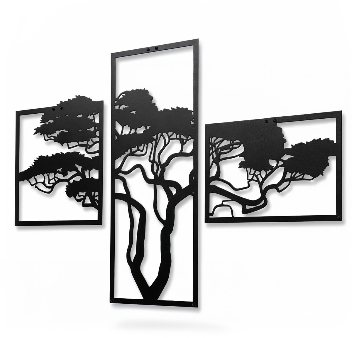wanddecoratie woonkamer - wanddecoratie metaal - wanddecoratie industrieel - Afrikaanse drieluik - 140cm x 80cm - Lifestaal®
