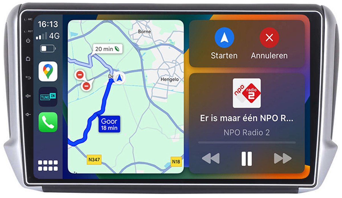 BG4U - Android Navigatie Radio geschikt voor Peugeot 208 & 2008 2012-2018 met Apple Carplay en Android Auto
