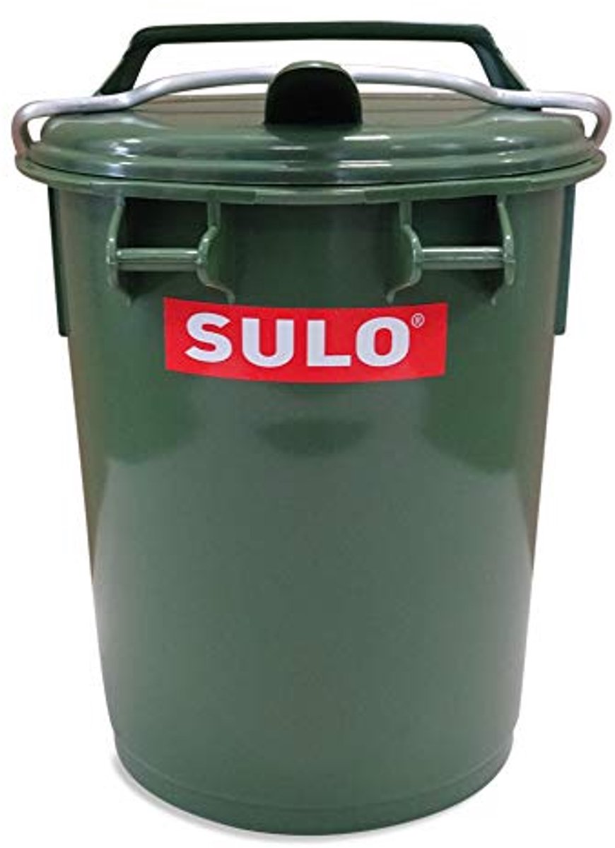35 Liter Afvalbak met Aluminium Beugel - Groen