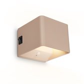 BRILONER Borra – LED Wandlamp oplaadbaar – zonder stroomaansluiting & boren – met bewegingssensor – warm wit licht – oplaadbaar – beige – 10 x 8 x 10 cm