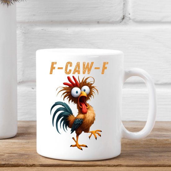 Mok- grote koffie beker- f caw f- drinkbeker- verjaardag cadeau tip. F-caw-F = Fuck off