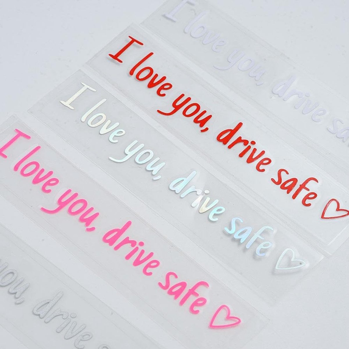 Calcomanía De Vinilo Con Diseño De Corazón Con Texto En Inglés I Love You Drive Safe Heart Mirror Para Ventana De Camion Ventana Parabrisas Frases