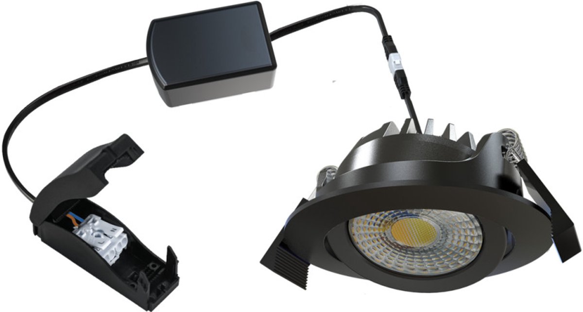 LED’s Light Pro inbouwspot - dimbaar led inbouwspot - 1800K / 2700K Warm wit - Downlight - 5W - Zwart