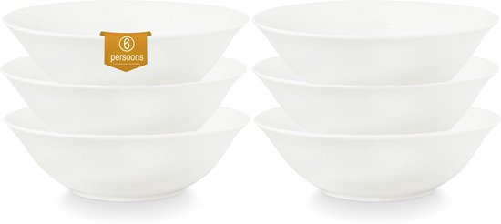 vtwonen - Bols petit déjeuner - Bols - Wit - 18cm - Set de 6 bols