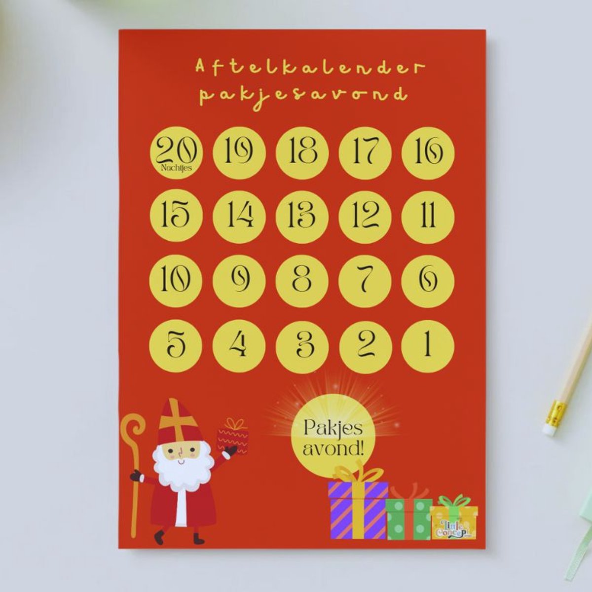 Sinterklaas - Aftelkalender 5 december - A4