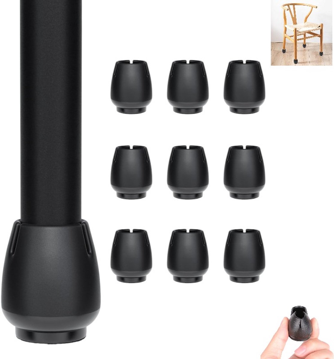 10 stuks - Stoelpoothoezen - Verdikte, slijtvaste beschermhoezen - Stille massief houten v