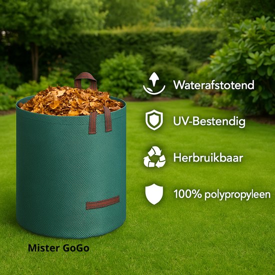 Tuinafvalzak - Set van 2 - 2x 280 liter - Tuinafvalzakken opvouwbaar - Tuinzak - Tuinafvalemmer - 77 x 67 cm - Groen van Merkloos	 — afbeelding 3