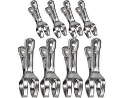 Wasknijpers RVS 8-Stuks – Metalen Wasknijper Groot – Roestvrijstalen Papierklem en Foto Clip – Sterke Handdoek Knijpers voor Kleding, Waslijn, Wasrek, Keuken en Kantoor