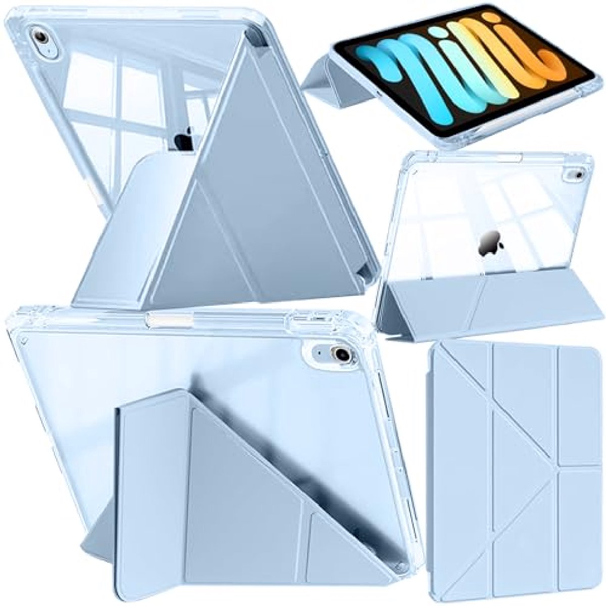 Tablethoes voor iPad Mini 7e en 6e Generatie met Pencil Houder - Hemelsblauw
