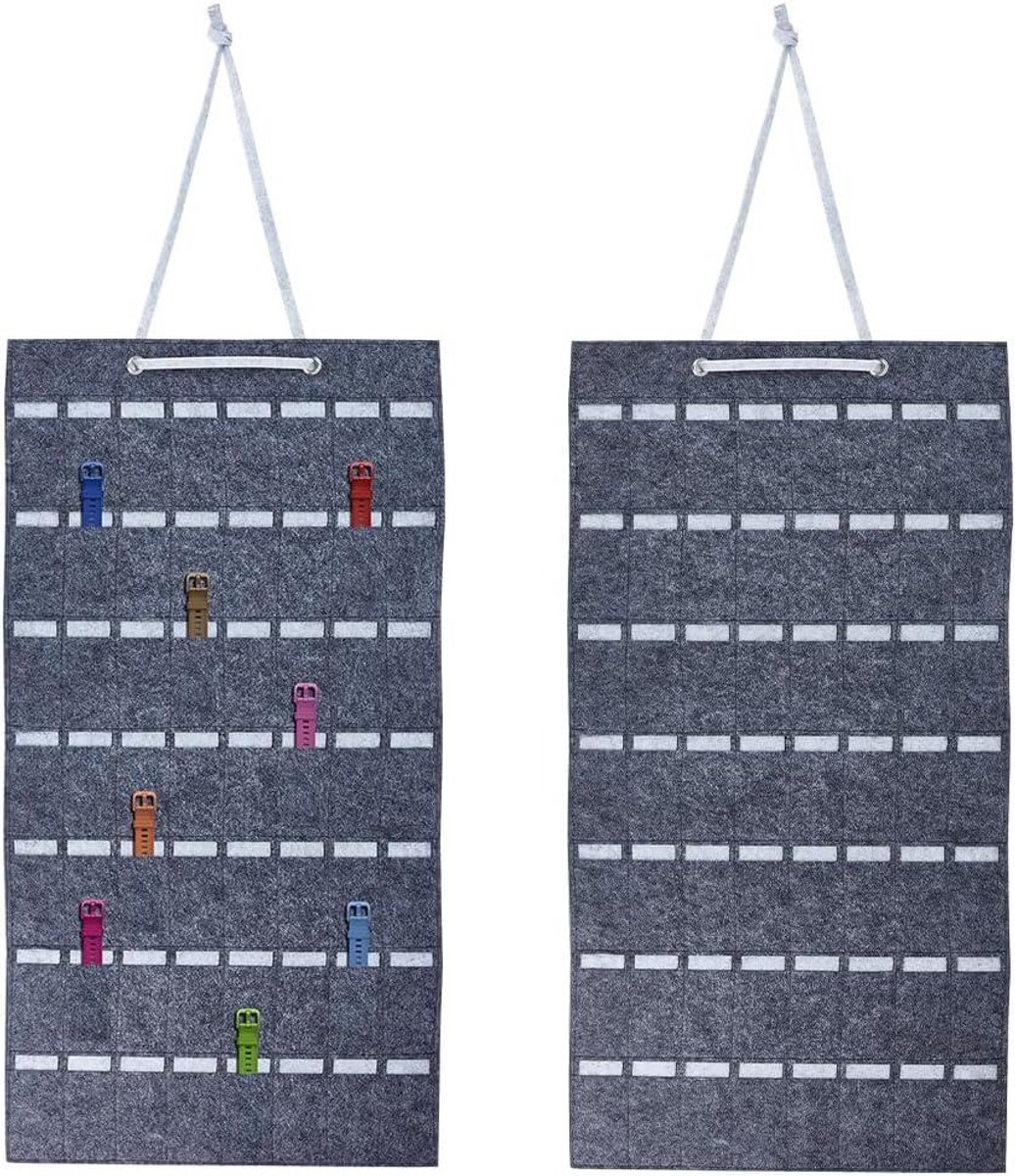 Premium - Grijze Horloge Band Opknoping Opslag Organizer met 24 Zakken, 76x40cm