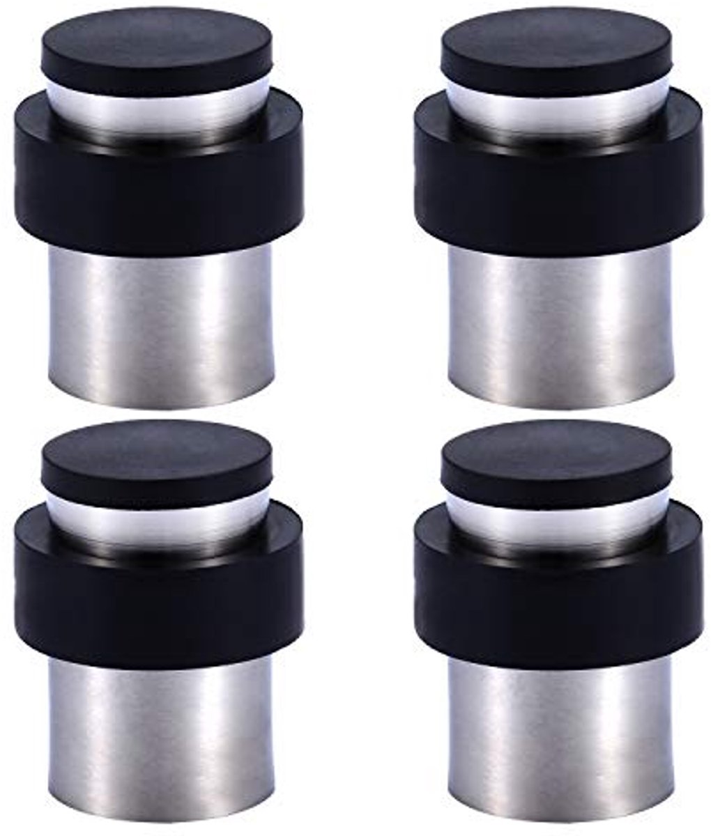 Cilindervormige Deurstopper voor Vloer en Muur, 4.5cm Roestvrij Staal met Rubber