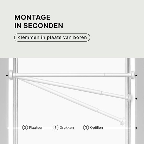 Uitschuifbare gordijnroede 30-50 cm antislip - geen boren nodig