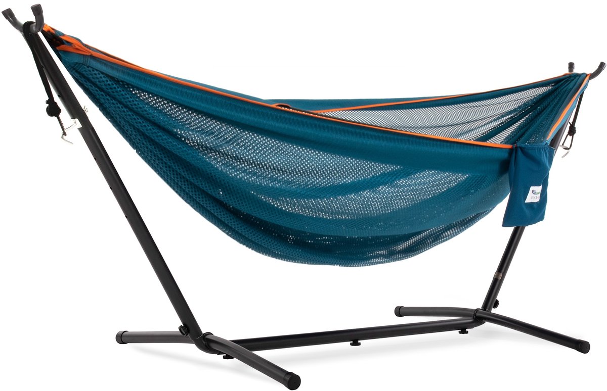 Vivere Mesh Hangmat met standaard (280 CM) - Blue/Orange