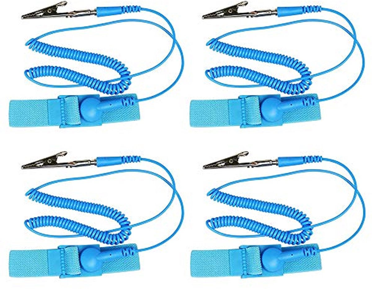 Image of 4 Stuks Anti-Statica Armbanden met Aardekabel - Herbruikbare Polsbanden voor Elektriciens
