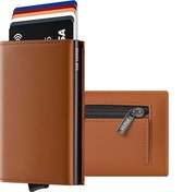 The Verge® Premium - Pasjeshouder Uitschuifbaar Met Rits- Kaarthouder - Pasjeshouder Mannen & Vrouwen - RFID Creditcardhouder - Pashouder - 11 pasjes - Bruin Leer - Met Rits &Magneetsluiting - Incl. Luxe Cadeauverpakking