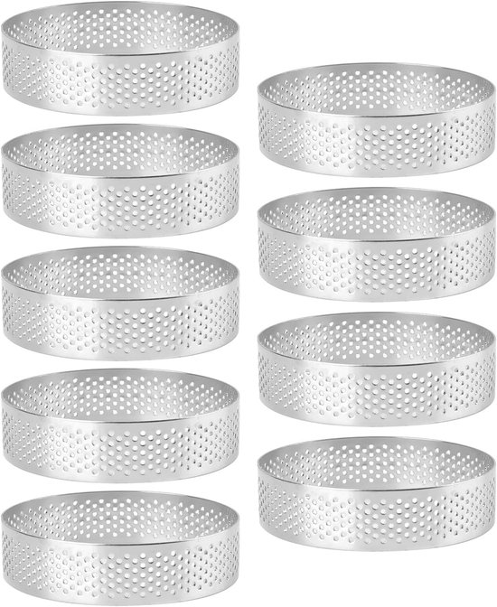 USOHJZ Taartringen, 12 stuks, roestvrijstalen taartring, hittebestendig, geperforeerd, cakemousse-ring, ronde ring, bakken, donutgereedschap (8 cm (12 stuks