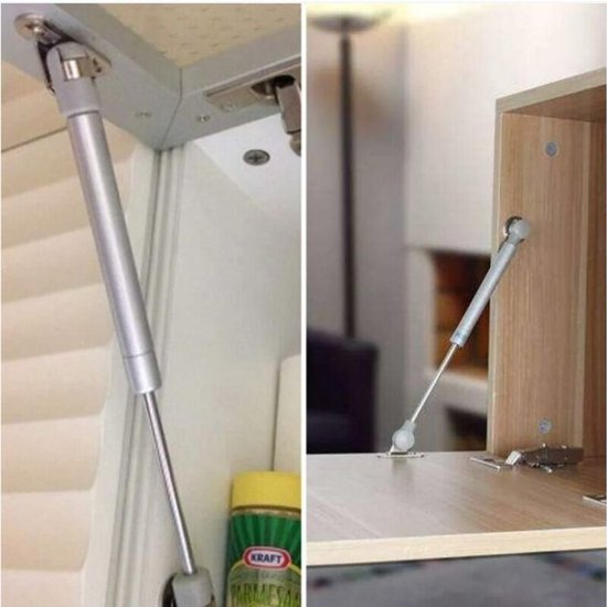 Lot de 2 vérins à gaz hydrauliques 100 N, bras pneumatique, amortisseurs à gaz, charnières de porte d'armoire avec vis pour meubles de cuisine, armoires 265 mm