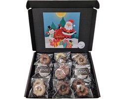 Kerst Kransjes Proeverij Pakket | 9 smaken | Wenskaart 'Merry Christmas' | Kerstpakket | Kerst Cadeaubox | Chocolade Cadeau | Brievenbusbox