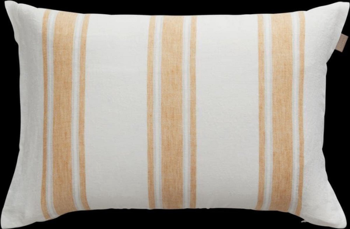 Thuys – Linnen Sierkussenhoes – Gestreept 40 x 60 Cm – Warmgeel