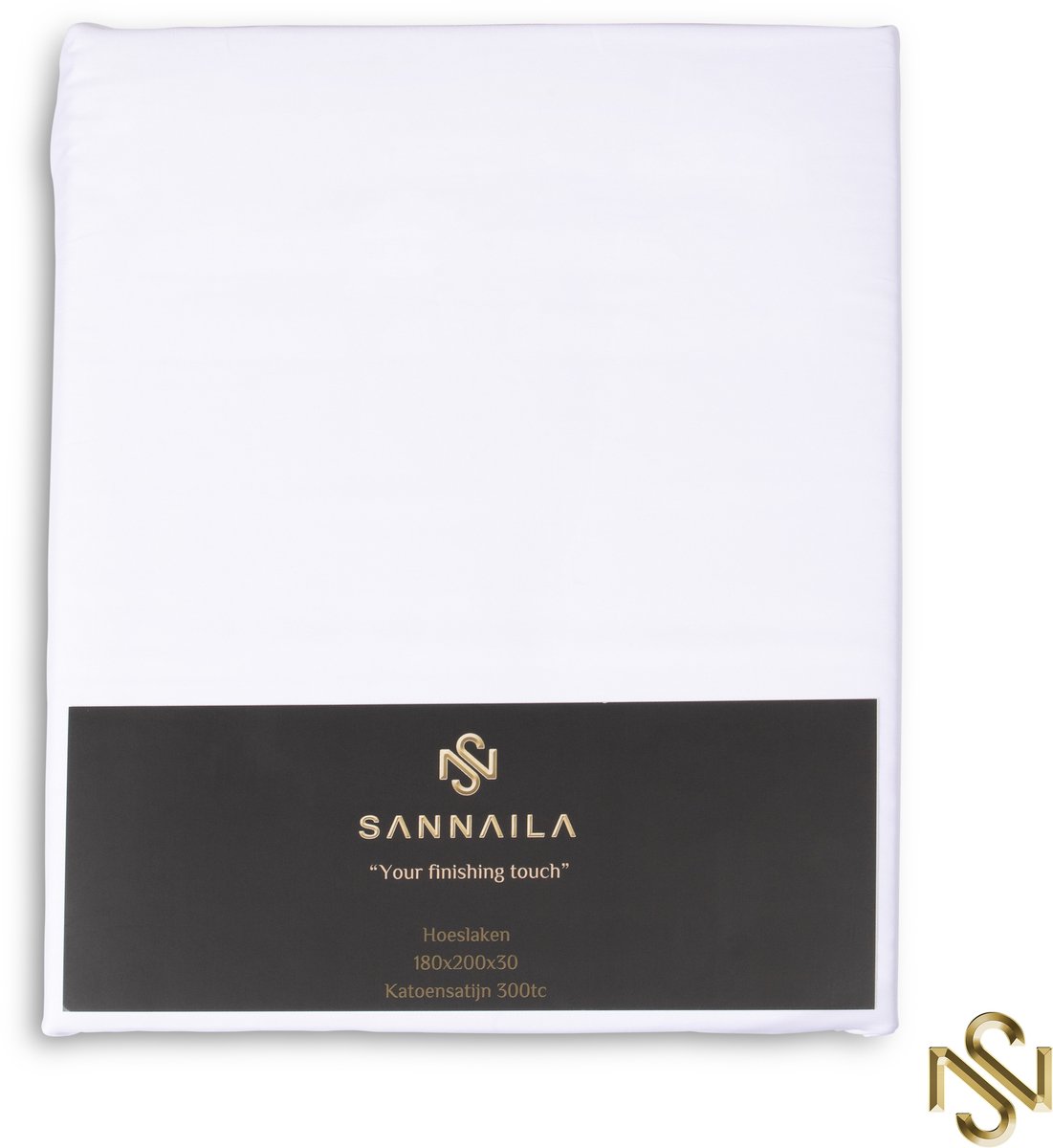 San Naila- Hoeslaken - Katoen Satijn- Wit- 160x200- 300TC
