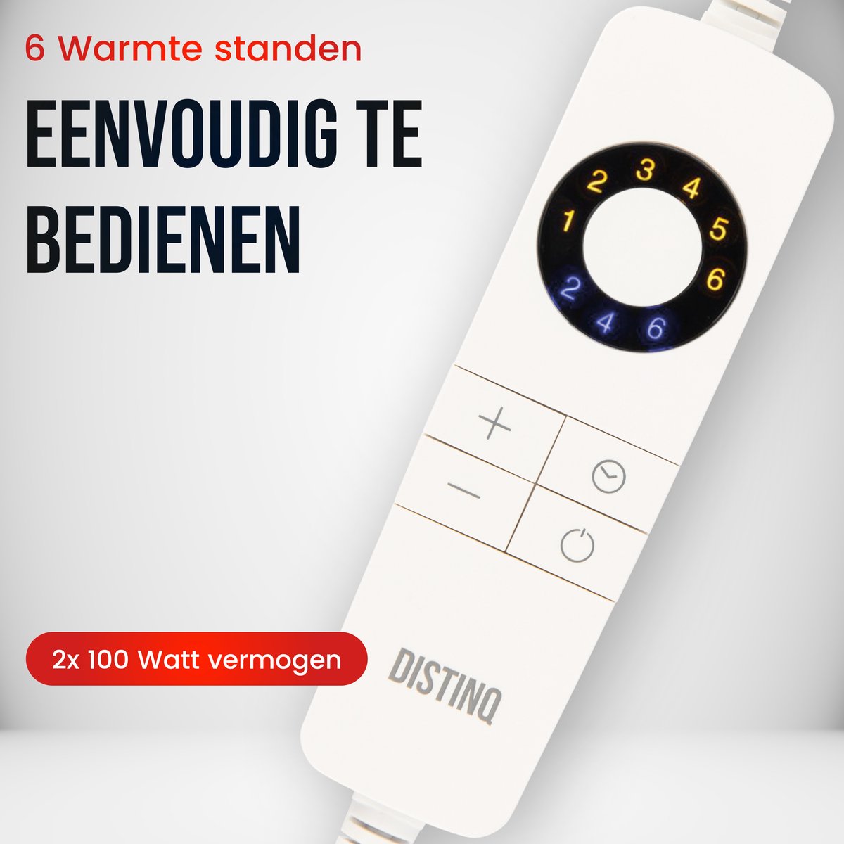 DistinQ Elektrische Onderdeken dubbel 100 Watt - 160x140 cm - tweepersoons - Automatische Uitschakeling - Oververhittingsbescherming - 5 Standen - onderdeken Wit – foto 4