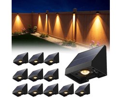12-Pack Decoratieve Solar Lampen Voor Schutting – Waterdichte Led Buitenverlichting Op Zonne-Energie Met Warm Wit Licht – Voor Muur, Terras, Tuin, Hek, Garage, Zwembad – Eenvoudige Installatie – 6.6×5.8×5.1cm