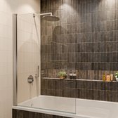 Lomazoo Badwand Palmas - 100x140cm - Chroom - Nano Coating Anti-kalk - Draaibaar - Helder Glas