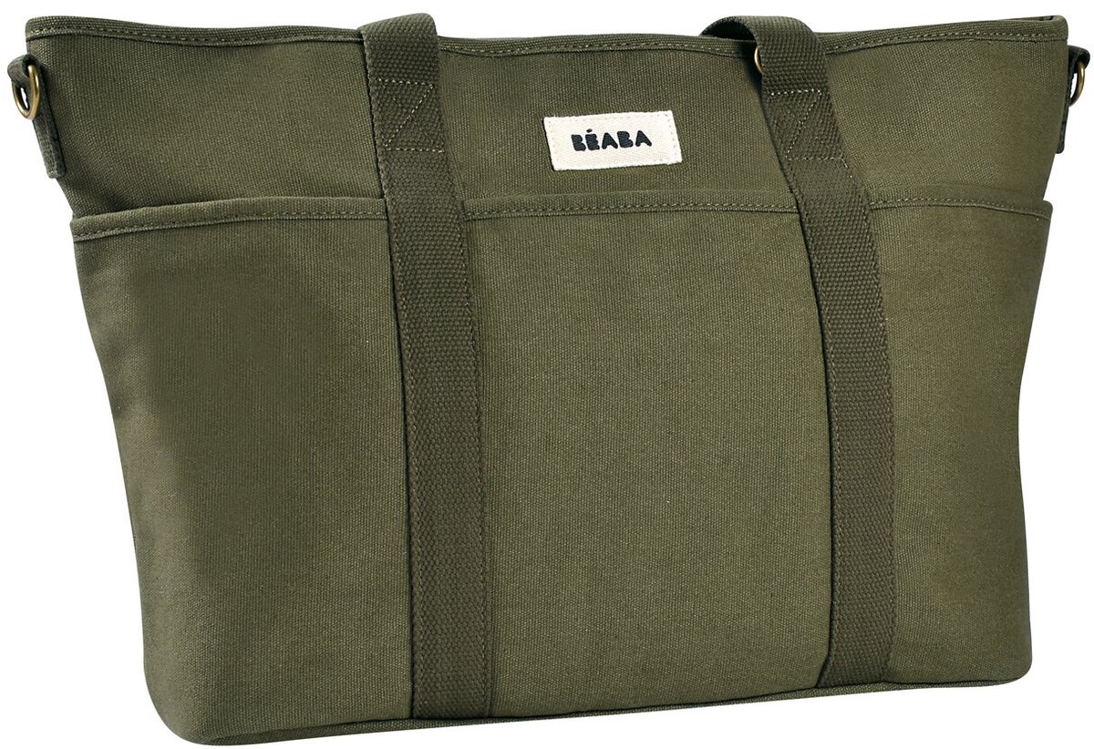 Béaba Madrid Luiertas 22 L - Verzorgingstas in Tote Bag-Model met 11 Vakken - Inclusief Gewatteerd Verschoningsmatje en Isothermisch Vak - PFAS-vrije en Waterafstotende Stof - Kinderwagenbevestiging - Lichen/Seagrass Kaki thumbnail 2