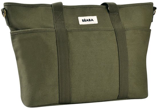Béaba Madrid Luiertas 22 L - Verzorgingstas in Tote Bag-Model met 11 Vakken - Inclusief Gewatteerd Verschoningsmatje en Isothermisch Vak - PFAS-vrije en Waterafstotende Stof - Kinderwagenbevestiging - Lichen/Seagrass Kaki — afbeelding 2