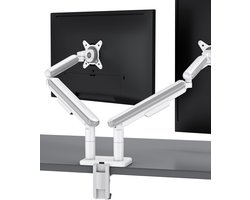 Desktronic Monitorarm Dubbel Wit - VESA 75x75mm - 100x100mm - Monitor Beugel voor 17-32 Inch