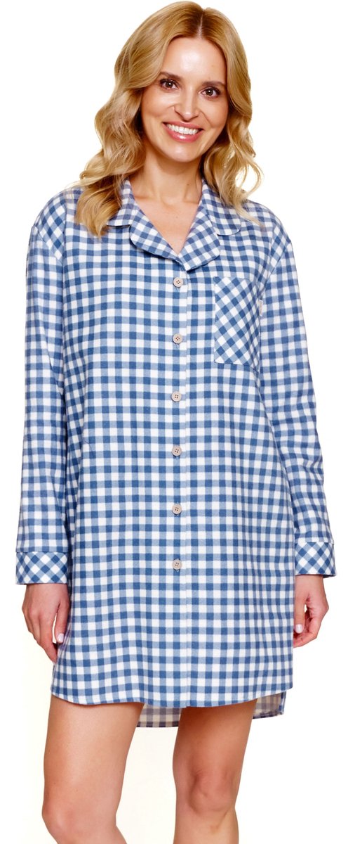 Doctor Nap Nachthemd Flanel Blue Jeans TM.7300 Blauw