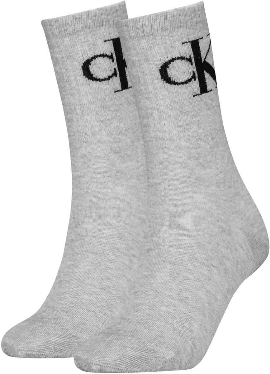 Calvin Klein Jeans Dames Sportsokken 2-Pack Monogram Grijs