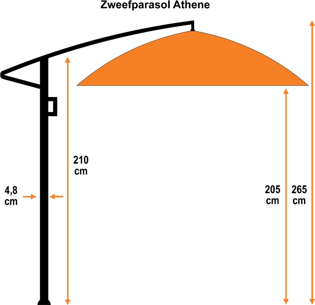Garden Impressions - Parasol - Athene - Ø300 cm - Frame royal grey - Donkergrijs – foto 5