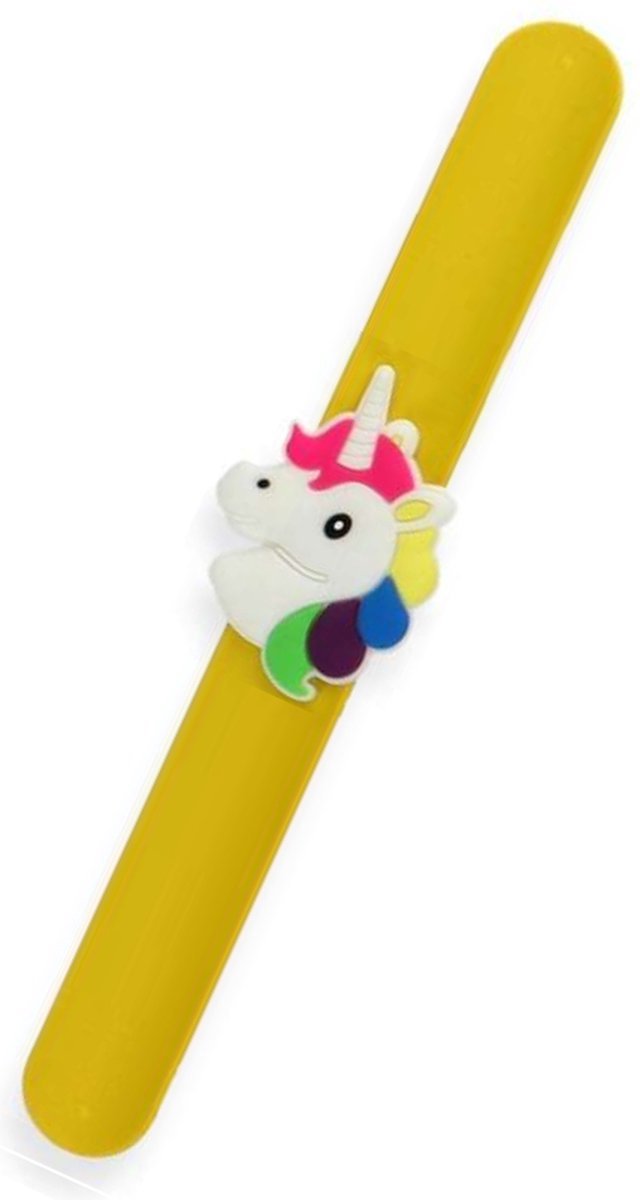 Klaparmband Eenhoorn Geel – Slap Bracelet met Schattige Eenhoorn Bedel Armband – Meisjes Sieraad & Mode Accessoire – Cadeau
