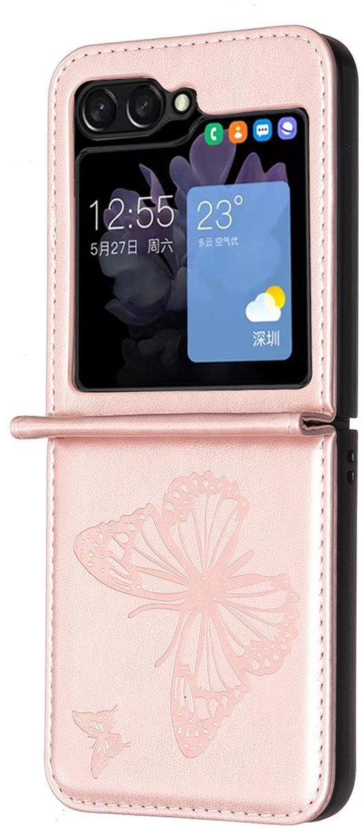 Mobigear Hoesje geschikt voor Samsung Galaxy Z Flip 7 FE Telefoonhoesje | Mobigear Butterfly Backcover | Galaxy Z Flip 7 FE Case | Back Cover - Roségoud